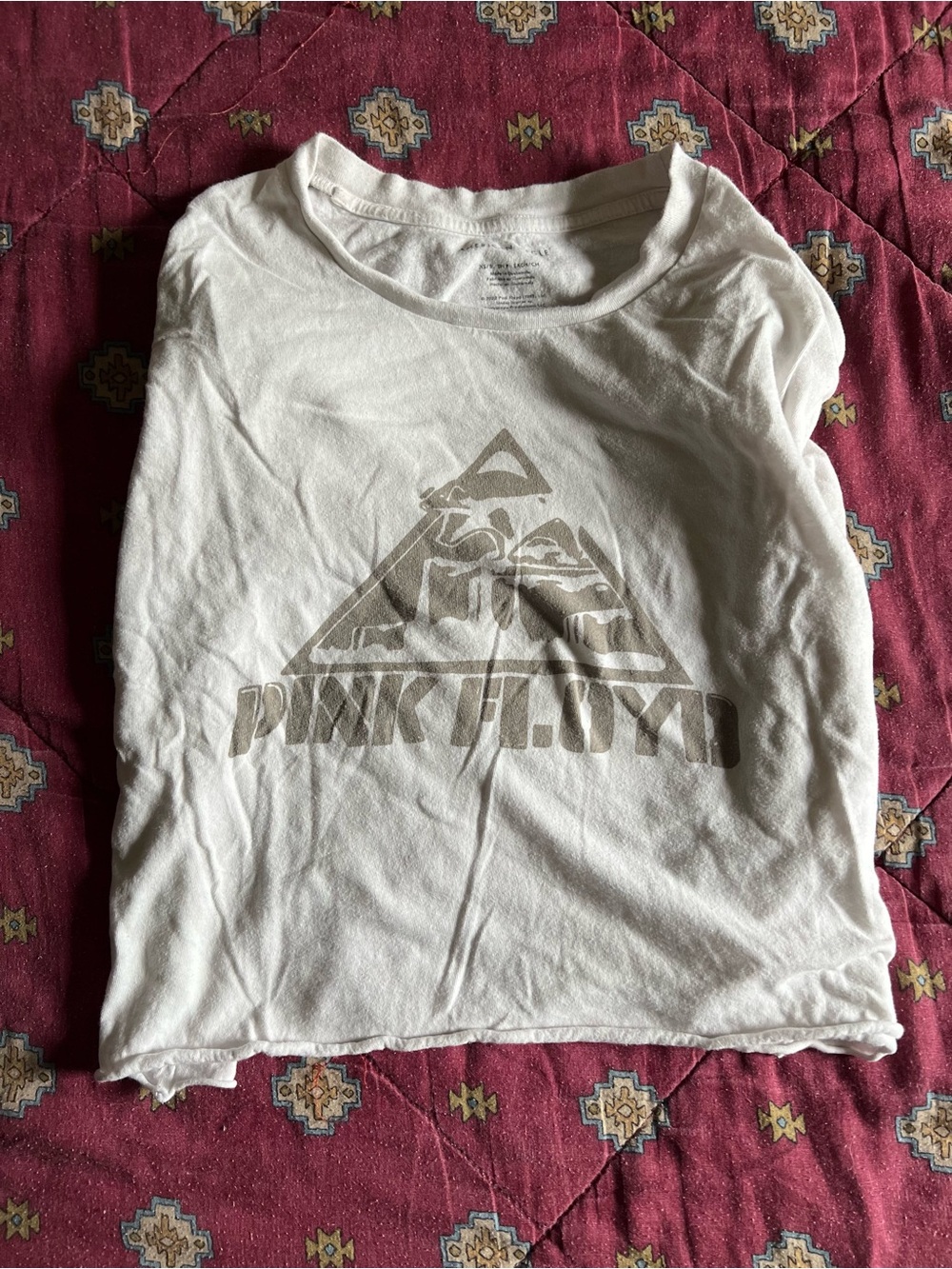 Pink Floyd White Tee with Gray Logo Triangle Graphic